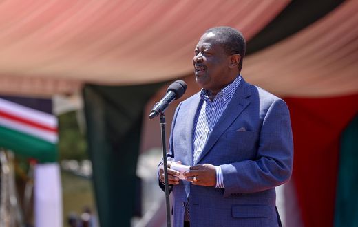 Prime Cabinet Secretary Musalia Mudavadi  addressing congregants at an Interdenominational Prayer Service that was also attended by President William Ruto at the Approved School Grounds, Kakamega County on Sunday, February 4, 2024