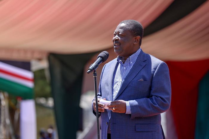 Prime Cabinet Secretary Musalia Mudavadi  addressing congregants at an Interdenominational Prayer Service that was also attended by President William Ruto at the Approved School Grounds, Kakamega County on Sunday, February 4, 2024