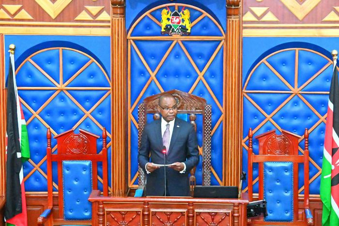 Senate Speaker Amason Kingi speaking in the Senate