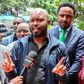 File image of Gatundu South Member of Parliament Gabriel Kagombe flanked by other politicians at a past media briefing