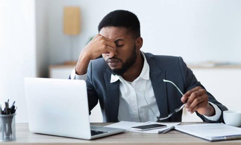 Tired man in an office