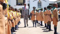 Education CS Ezekiel Machogu at Nairobi Primary school where he led education stakeholders during monitoring of the opening of Junior Secondary School(JSS) and distribution of textbooks for grade 7.