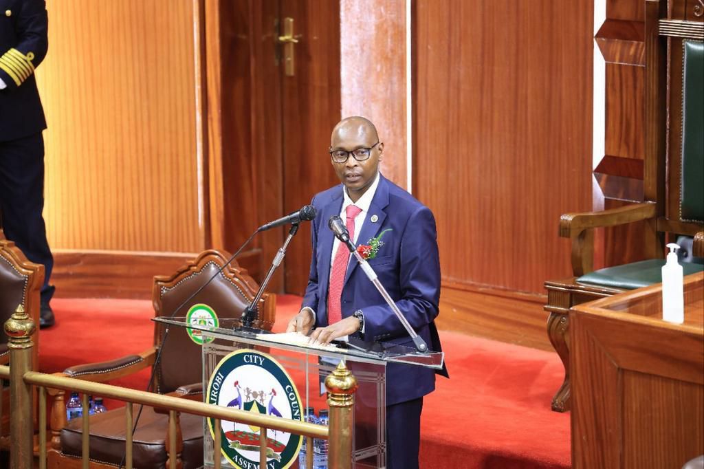 Nairobi Finance and Economic Planning CEC Charles Kerich reads the FY2023/2024 budget in the assembly on June 29, 2023