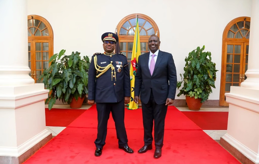Outgoing Inpsector General of Police Japheth Koome and President William Ruto (1)