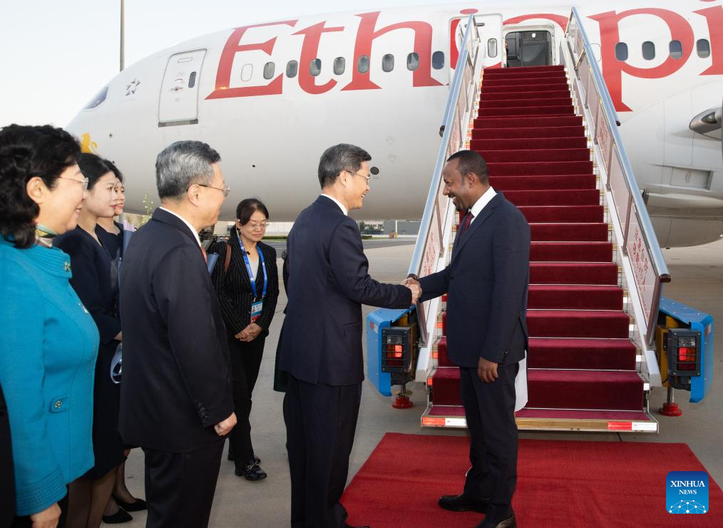 Ethiopian Prime Minister Abiy Ahmed arrives in Beijing, capital of China,