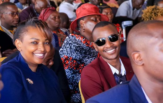 Samidoh and Karen Nyamu during DP Gachagua's sister-in-law's burial in Murang'a