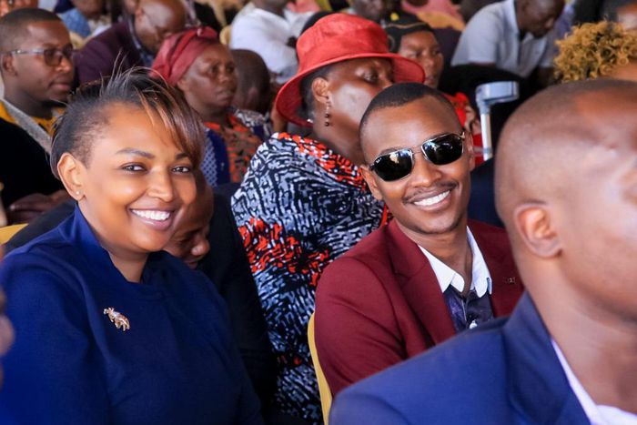 Samidoh and Karen Nyamu during DP Gachagua's sister-in-law's burial in Murang'a