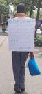 Samuel Meeme on the streets with a placard appealing for a job. Meru Governor Kawira Mwangaza came to his rescue on Friday, January 27 and offered him a job