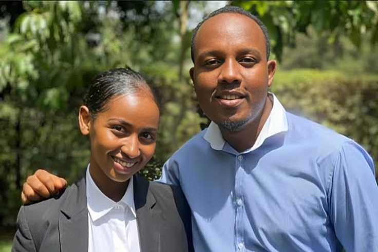 Past photo of Abel Mutua and Sarah Hassan