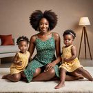An AI-generated image of a mother and her children during a photoshoot session (Source - Hotpot.ai)