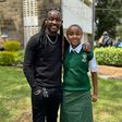 DJ Moh Spice and his daughter during admission to Alliance High School