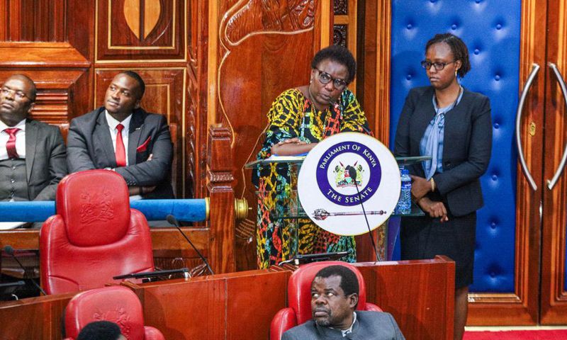 Meru Governor Kawira Mwangaza in the Senate on November 8, 2023