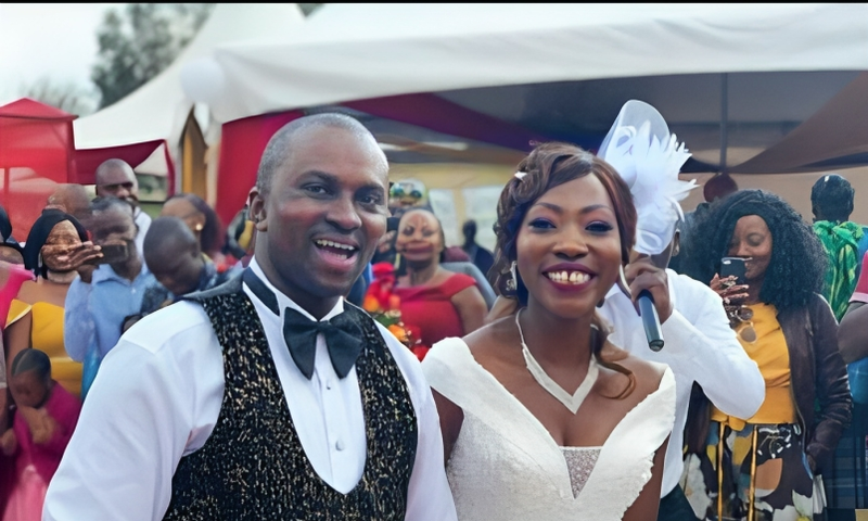 Citizen TV's Wycliffe Orandi and his wife Sheila Achieng during their wedding in 2019