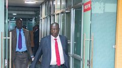 Deputy President Rigathi Gachagua arrives at his Harambee House Annex office on March 27, 2023