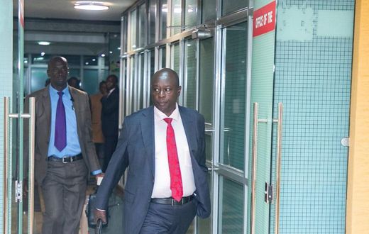 Deputy President Rigathi Gachagua arrives at his Harambee House Annex office on March 27, 2023