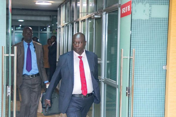 Deputy President Rigathi Gachagua arrives at his Harambee House Annex office on March 27, 2023