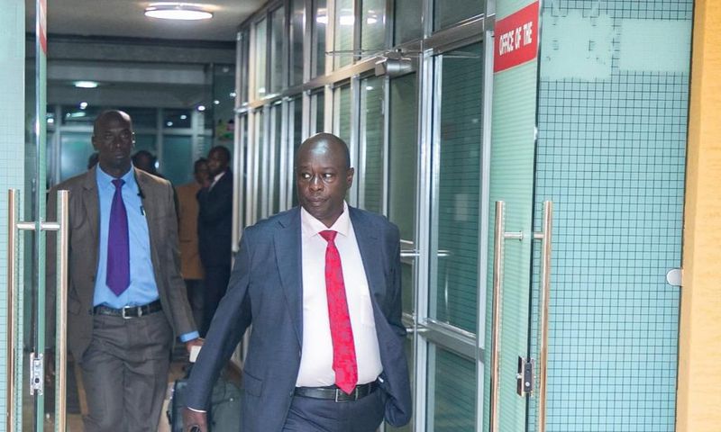 Deputy President Rigathi Gachagua arrives at his Harambee House Annex office on March 27, 2023