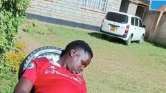 Collins Kapkeno after an attempt to eat a crate of eggs