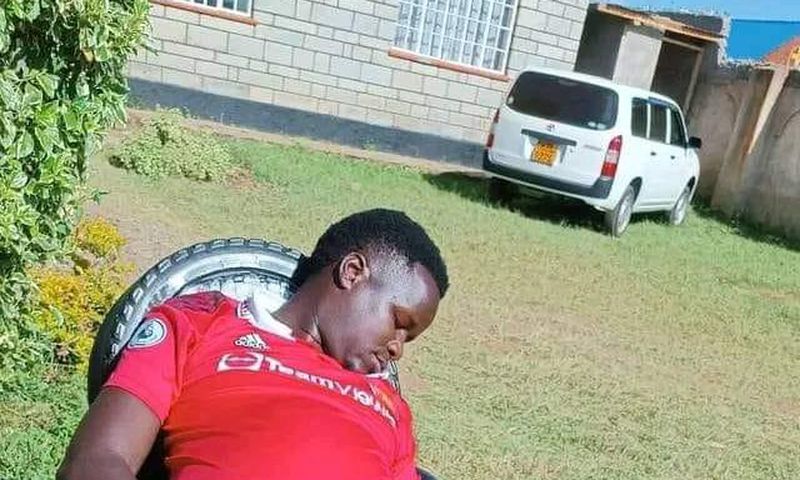 Collins Kapkeno after an attempt to eat a crate of eggs
