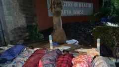 Doctors stage overnight camp at Ministry of Health headquarters in protest