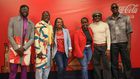 Polycarp, Chimano, Savara and Bien from Sauti Sol pose for a photo with Isabelle Rostom Kariuki, Coca Cola's Marketing Director, East and Central Africa at the Sol Fest partnership announcement between Coke Studio and Sauti Sol, earlier today at the Co...