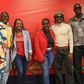 Polycarp, Chimano, Savara and Bien from Sauti Sol pose for a photo with Isabelle Rostom Kariuki, Coca Cola's Marketing Director, East and Central Africa at the Sol Fest partnership announcement between Coke Studio and Sauti Sol, earlier today at the Co...