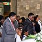 Sports CS Ababu Namwamba and his family at Consolata Shrine during the requiem mass of Prisca Mwaro