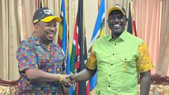File image of former Nairobi Governor Mike Sonko with President William Ruto