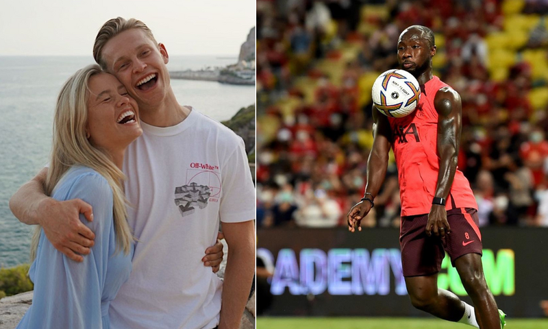 Frenkie de Jong and his girlfriend (left) and Naby Keita