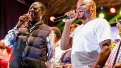 Former PM Raila Odinga and Jalang'o at Luo Festival. Jalang'o takes Luo Festival to America