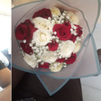 A collage of Kevin Mboya and a bouquet of flowers