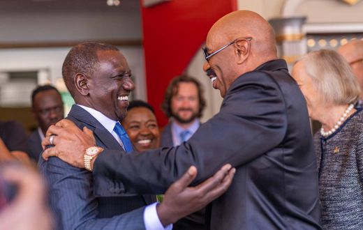 President William Ruto and First Lady Rachel Ruto with their daughters meet Steve Harvey in the U.S.