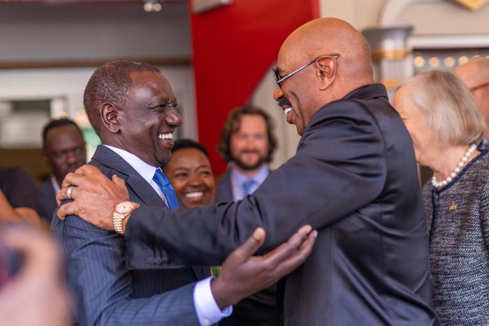 President William Ruto and First Lady Rachel Ruto with their daughters meet Steve Harvey in the U.S.