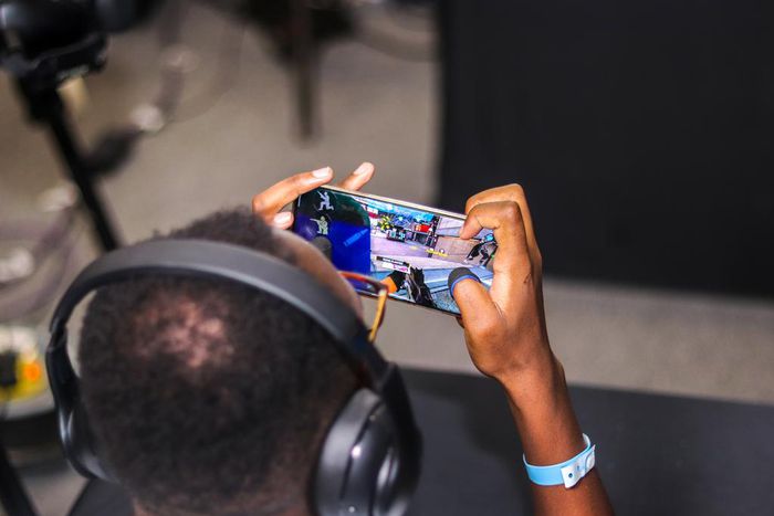 A gaming enthusiast enjoying a game