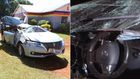 Wreckage of the Toyota Premio that Kelvin Kiptum was driving