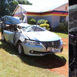 Wreckage of the Toyota Premio that Kelvin Kiptum was driving