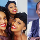 From left: Moipei triplets and Citizen TV news anchor Jeff Koinange