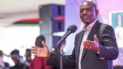 President William Ruto speaking at Cardinal Otunga Mosocho High School on Saturday, December 16, 2023