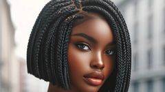DALL·E 2024-05-08 125055 - Image of an African woman with a Braided Bob hairstyle The woman is wearing a stylish, contemporary outfit The hairstyle features chin-length braids