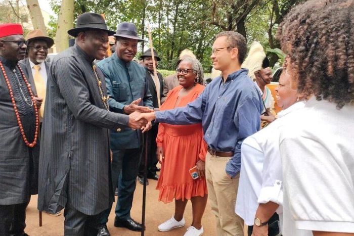 Former Nigerian President Goodluck Jonathan attends nephew's Ruracio in Embu on Saturday, August 12, 2023. ( Photo courtesy - Citizen Digital )