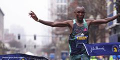 Evans Chebet wins the 2023 Boston Marathon on April 17, 2023 Maddie Meyer/Getty Images