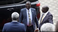 Raila Odinga arriving at KICC for the Africa Climate Summit and was received by DP Rigathi Gachagua