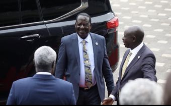 Raila Odinga arriving at KICC for the Africa Climate Summit and was received by DP Rigathi Gachagua