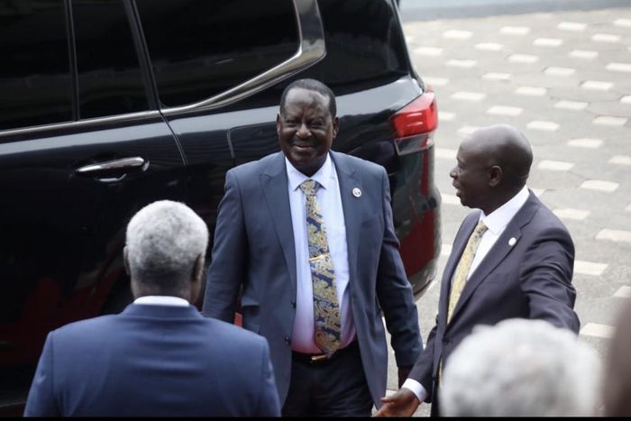 Raila Odinga arriving at KICC for the Africa Climate Summit and was received by DP Rigathi Gachagua