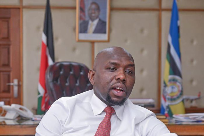 CS Kipchumba Murkomen in a meeting with the Ambassador of the Kingdom of Netherlands to Kenya HE Maarten Brouwer and a team from Air France-KLM led by the Director General for Africa Jean-Marc Pouchol