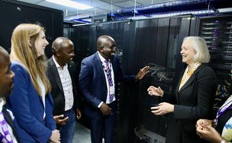 US Ambassador Meg Whitman with UK High Commissioner Jane Marriot during the groundbreaking of a new data centre in Nairobi