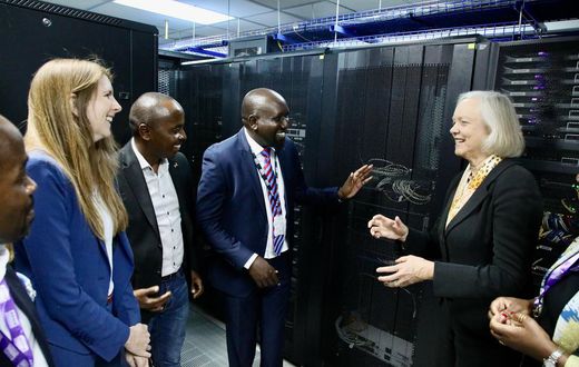 US Ambassador Meg Whitman with UK High Commissioner Jane Marriot during the groundbreaking of a new data centre in Nairobi