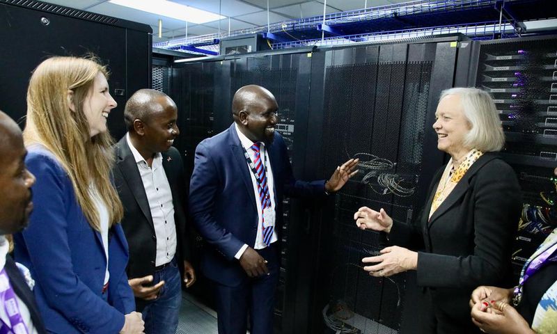 US Ambassador Meg Whitman with UK High Commissioner Jane Marriot during the groundbreaking of a new data centre in Nairobi