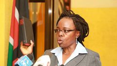 Margaret Nyakango during her swearing in ceremony as Controller of Budget