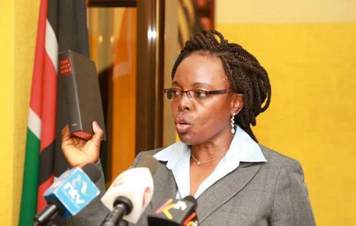 Margaret Nyakango during her swearing in ceremony as Controller of Budget